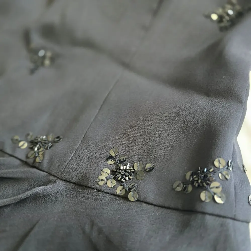 Vintage Laundry 100% Silk Beaded Drop Waist Handkerchief Hem Midi Slip Dress-6 - Picture 6 of 12